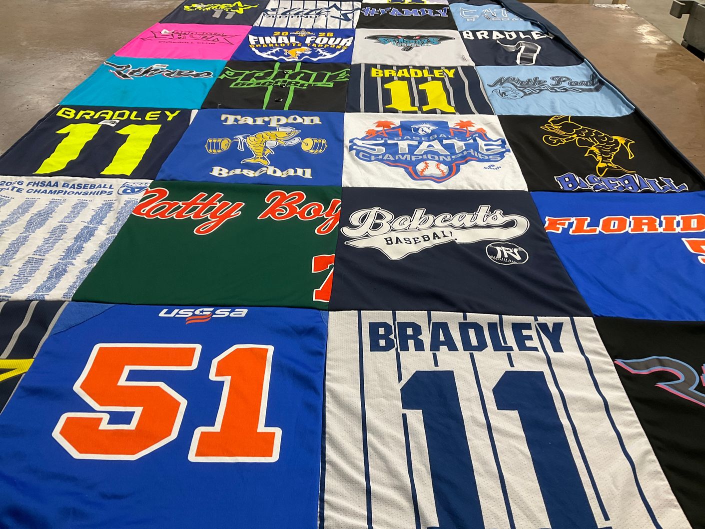 T-shirt quilt featuring bradley baseball, tarpon baseball by Lindsey from FL
