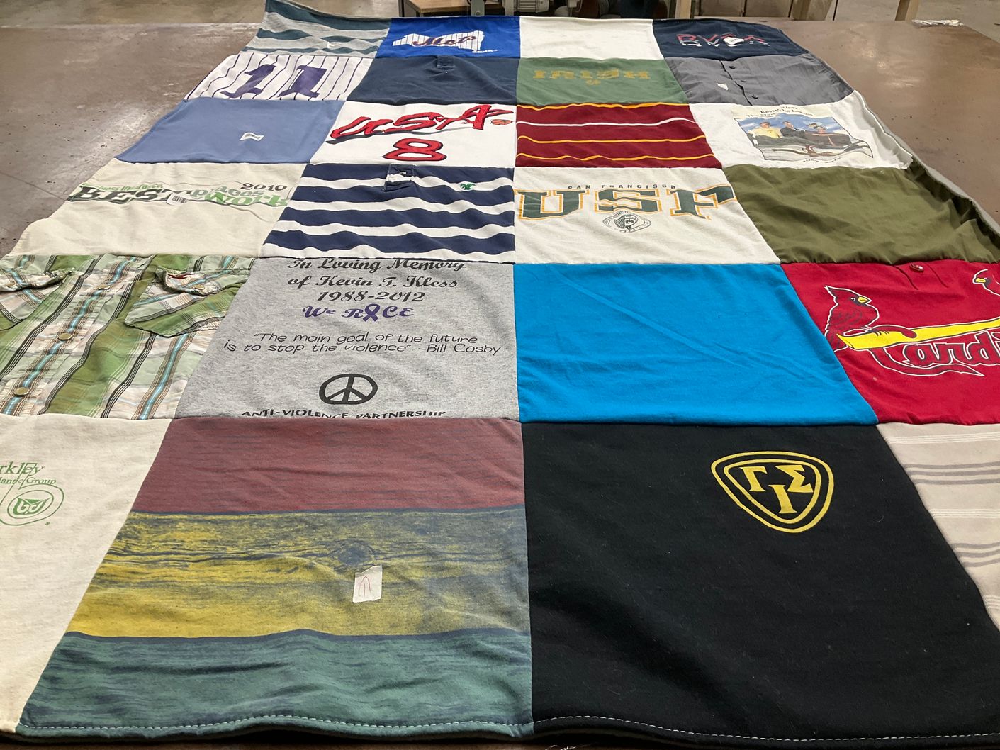 T-shirt quilt from university of san francisco by Kendall from NY
