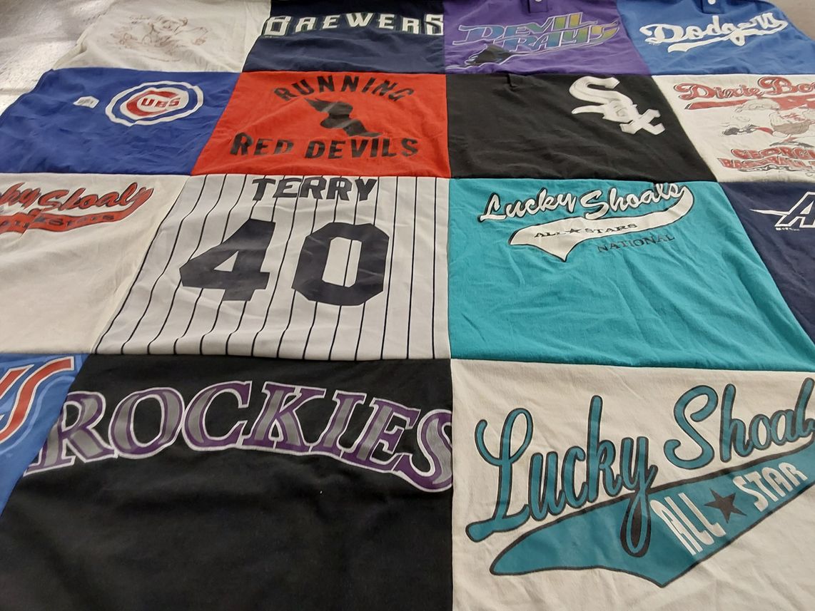 T-shirt quilt featuring chicago cubs, colorado rockies by Donna from GA