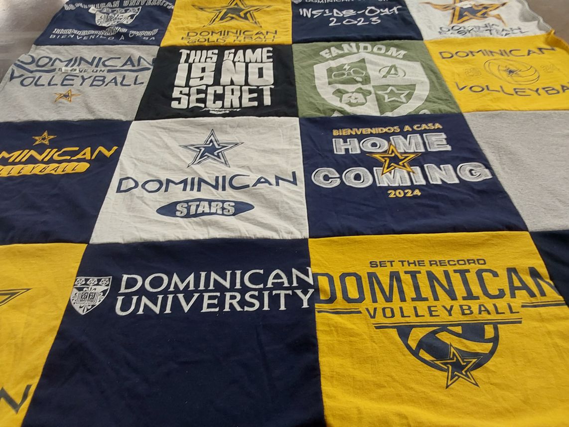 T-shirt quilt featuring dominican volleyball by Colleen from IL