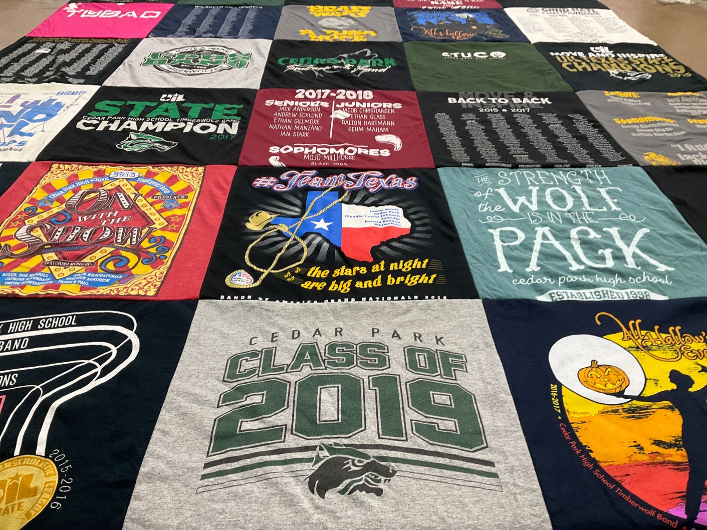 T-shirt quilt from cedar park high school by Cassandra from TX
