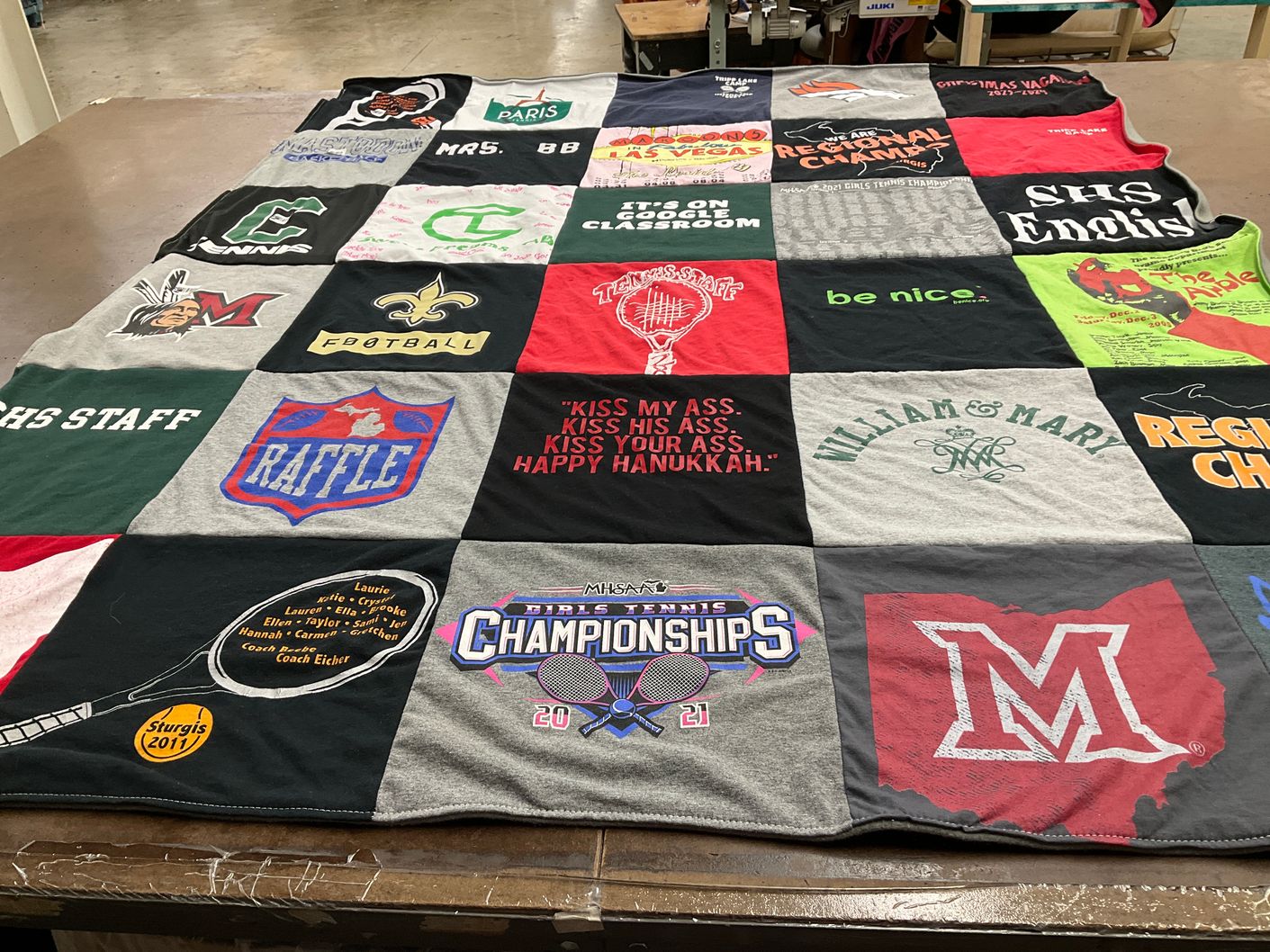 T-shirt quilt featuring miami university by Jessica from MI