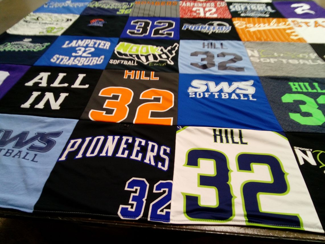 T-shirt quilt featuring sws softball by Cortney from PA