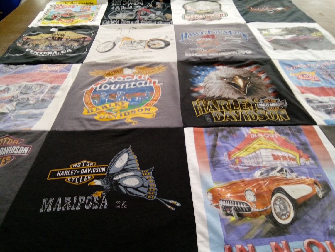 T-shirt quilt with motorcycles, automobiles themes by M from FL