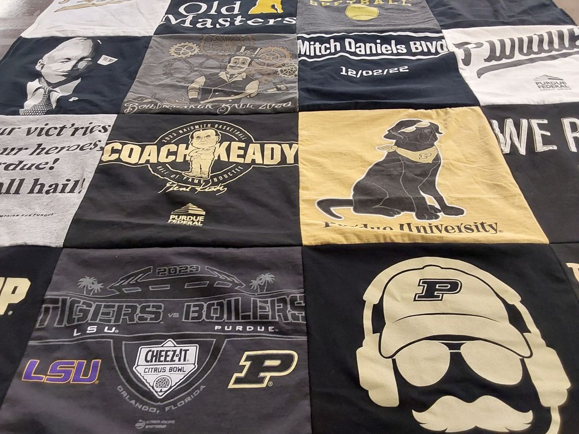 T-shirt quilt featuring purdue university by Theresa from CO