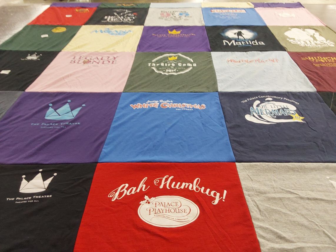 T-shirt quilt with theater, musicals themes by Jordon from NC