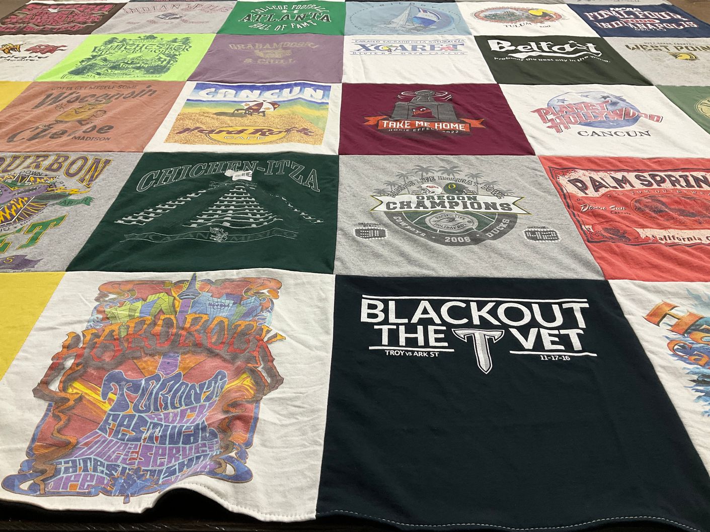 T-shirt quilt with travel, beach themes by ALAN from OR