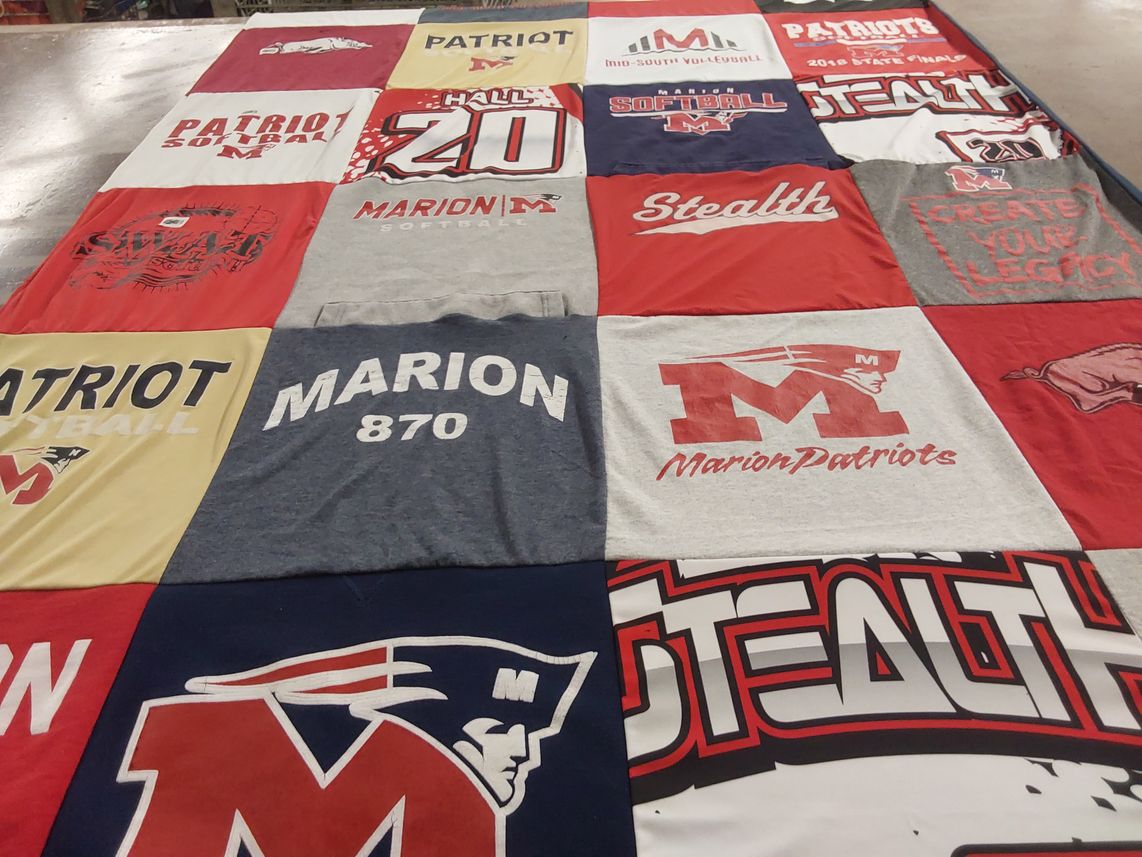 T-shirt quilt featuring marion patriots by Cathy from AR