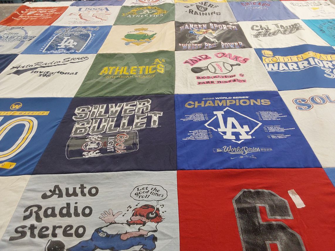 T-shirt quilt featuring los angeles dodgers, golden state warriors by Dawn from CA