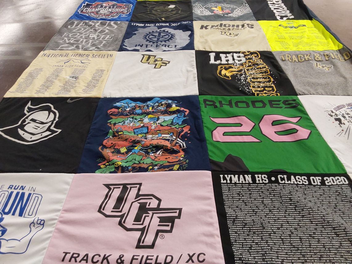 T-shirt quilt featuring ucf knights, lyman high school track and field by Karen from FL