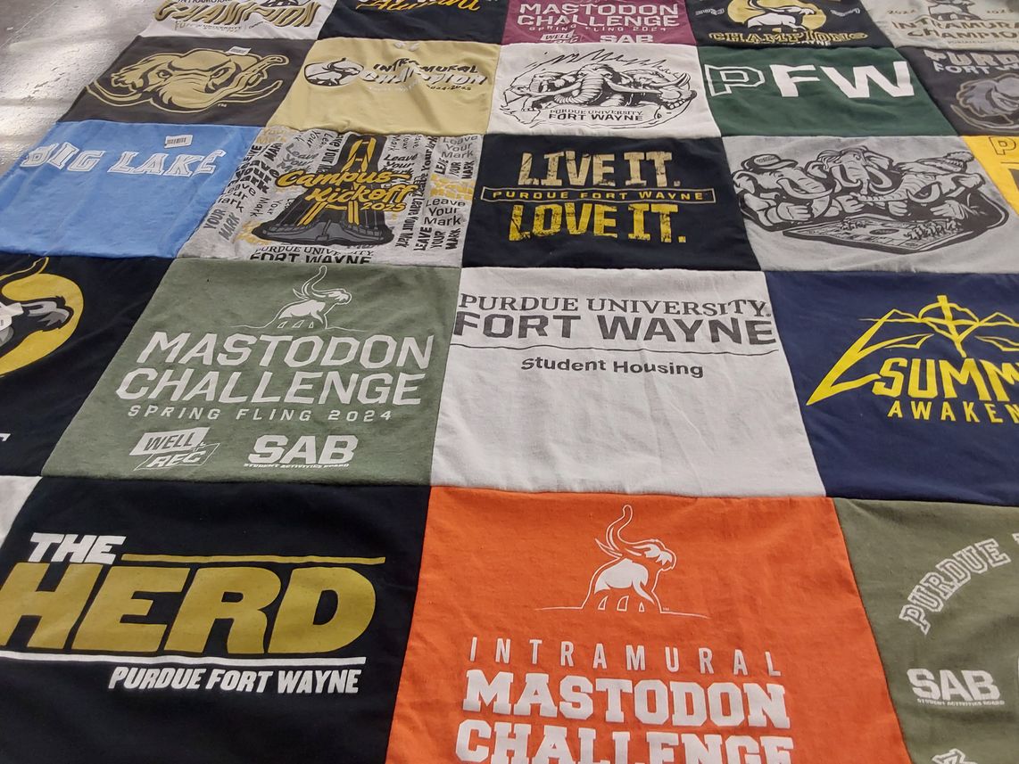 T-shirt quilt featuring mastodon by Doug from OH