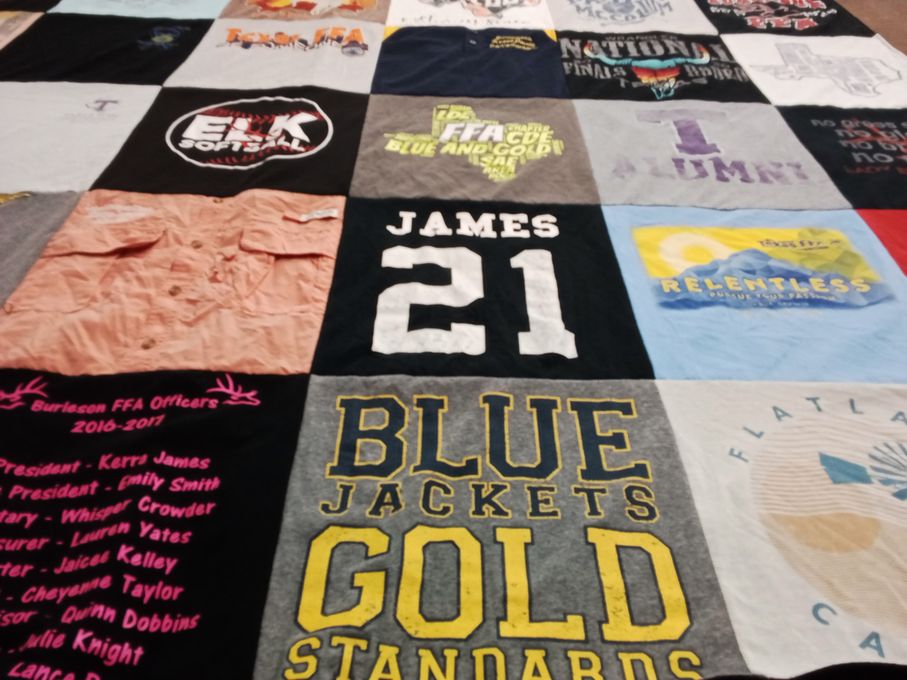 T-shirt quilt from burleson high school by Kerra from TX