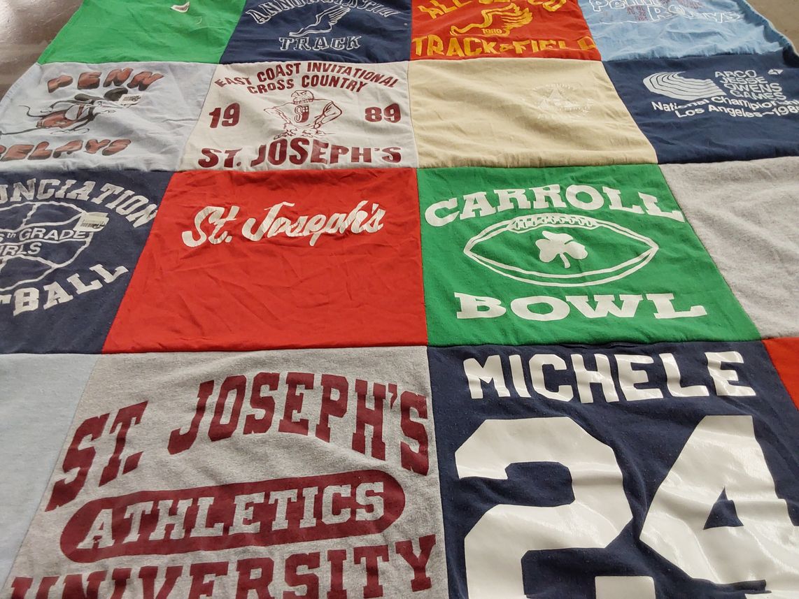T-shirt quilt featuring st. joseph's university football by michele from NJ