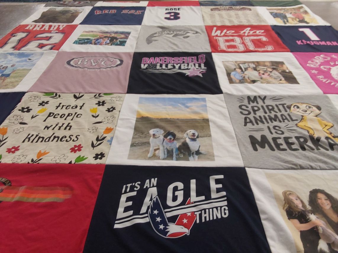 T-shirt quilt from bakersfield college by Jon from CA