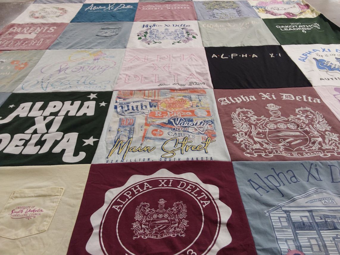 T-shirt quilt from university of south dakota by Joann from NE