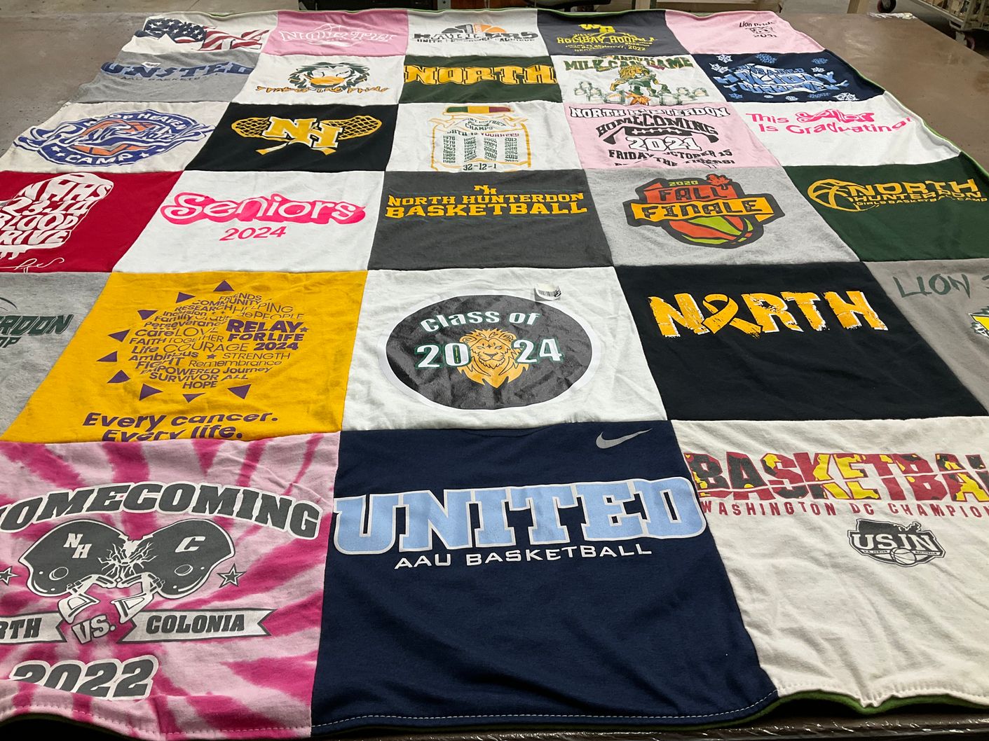 T-shirt quilt from north hunterdon high school by Cathy from NJ