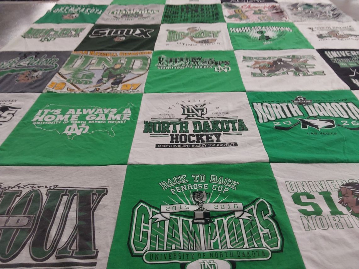 T-shirt quilt from university of north dakota by Dawn from ND