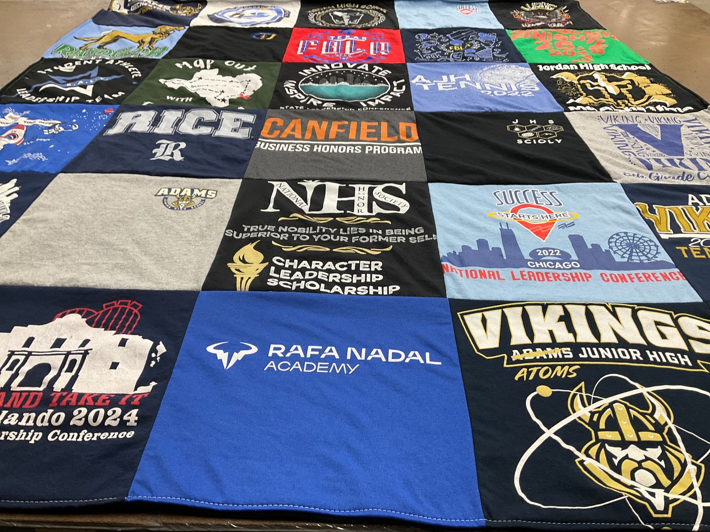 T-shirt quilt featuring vikings by He from TX