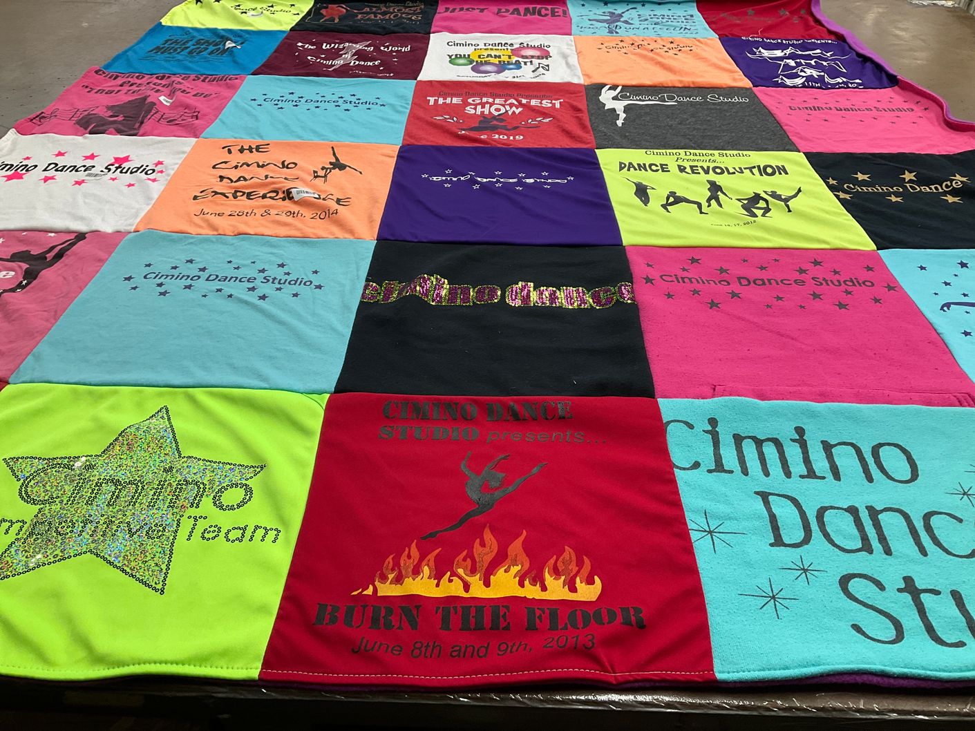 T-shirt quilt with dance themes by Aryn from IL