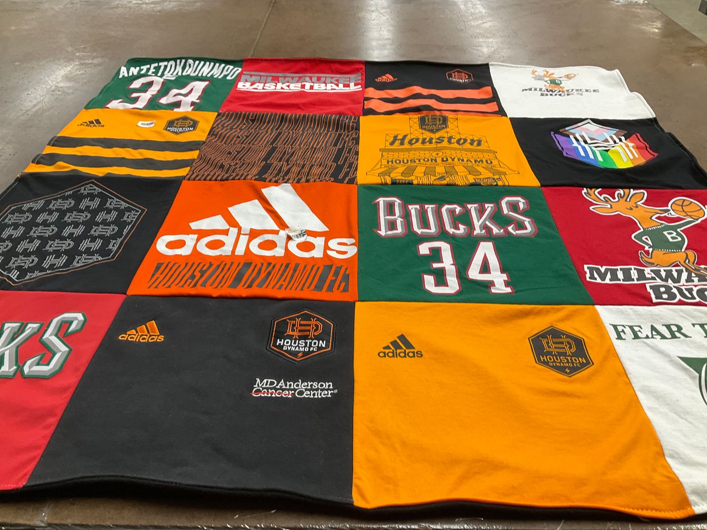 T-shirt quilt featuring houston dynamo fc, milwaukee bucks by Kate from TX