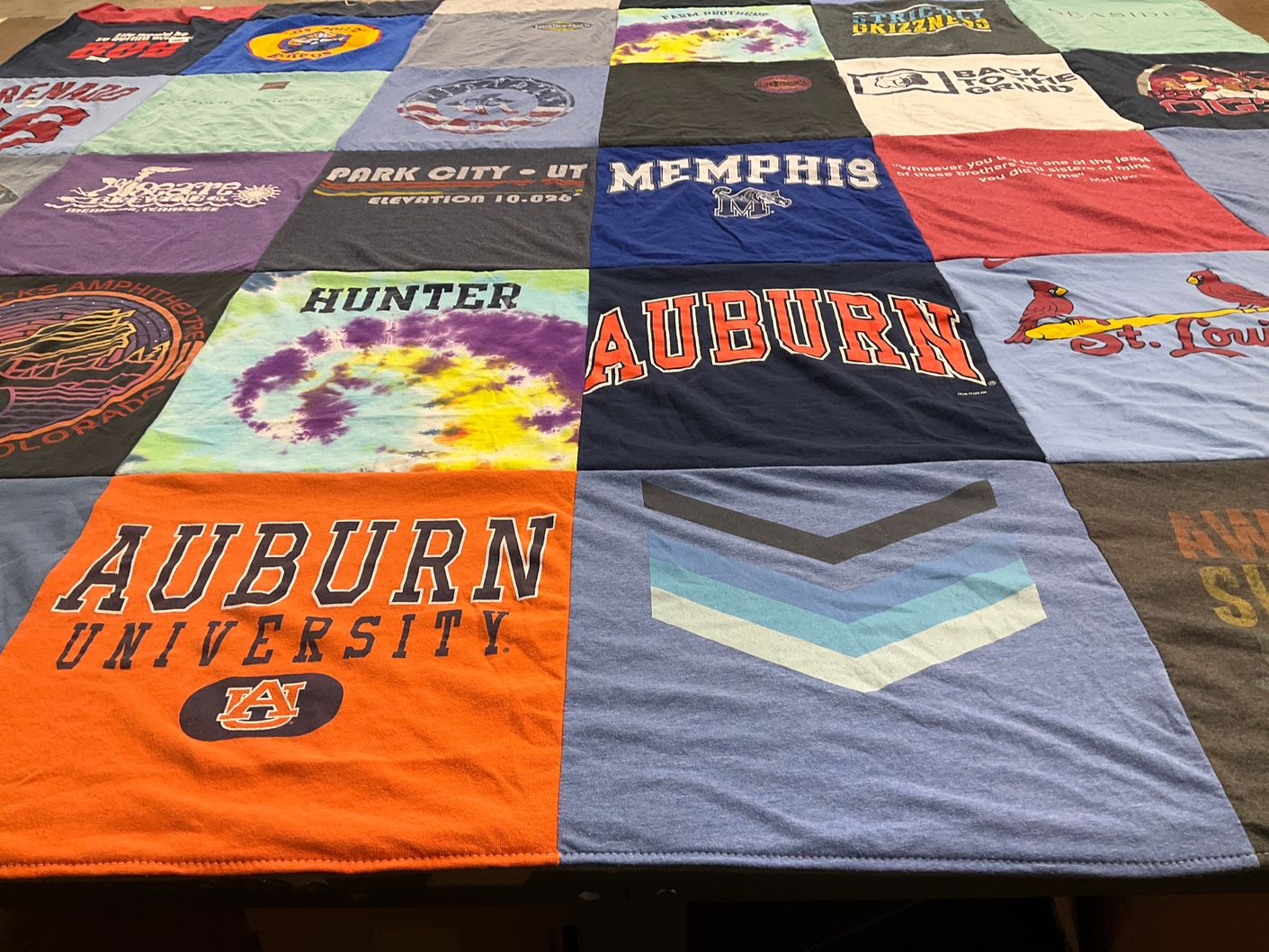 T-shirt quilt from auburn university, university of memphis by Donna from TN