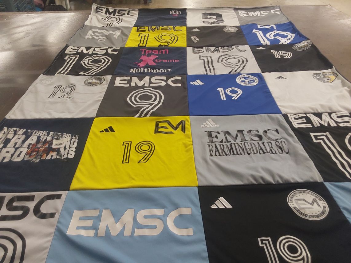 T-shirt quilt with soccer themes by Francine from NY