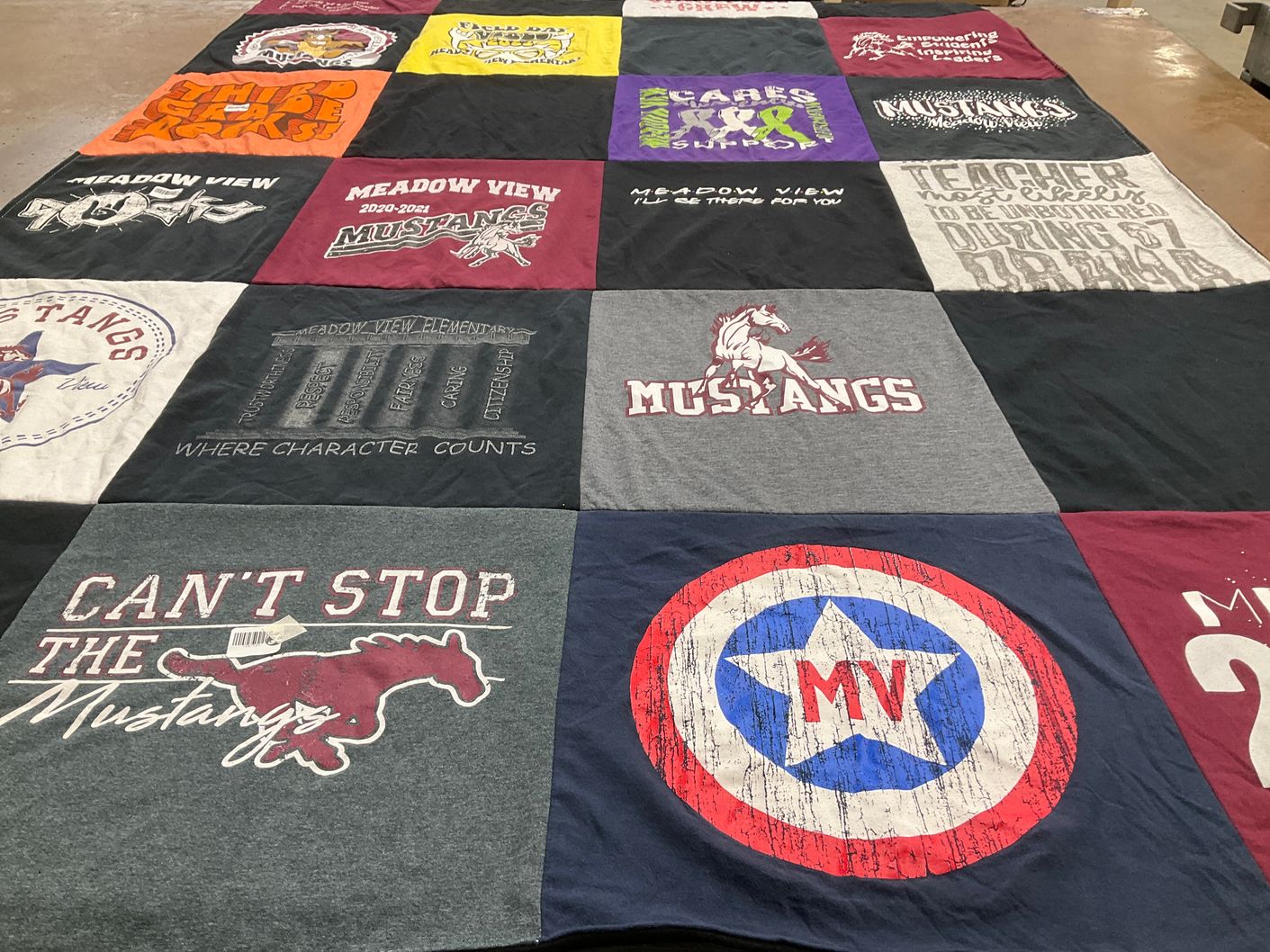 T-shirt quilt featuring meadow view mustangs by megan from IL