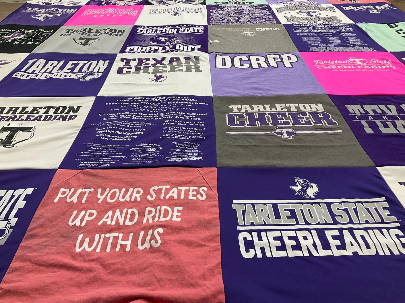 T-shirt quilt from tarleton state university by Jessica from TX
