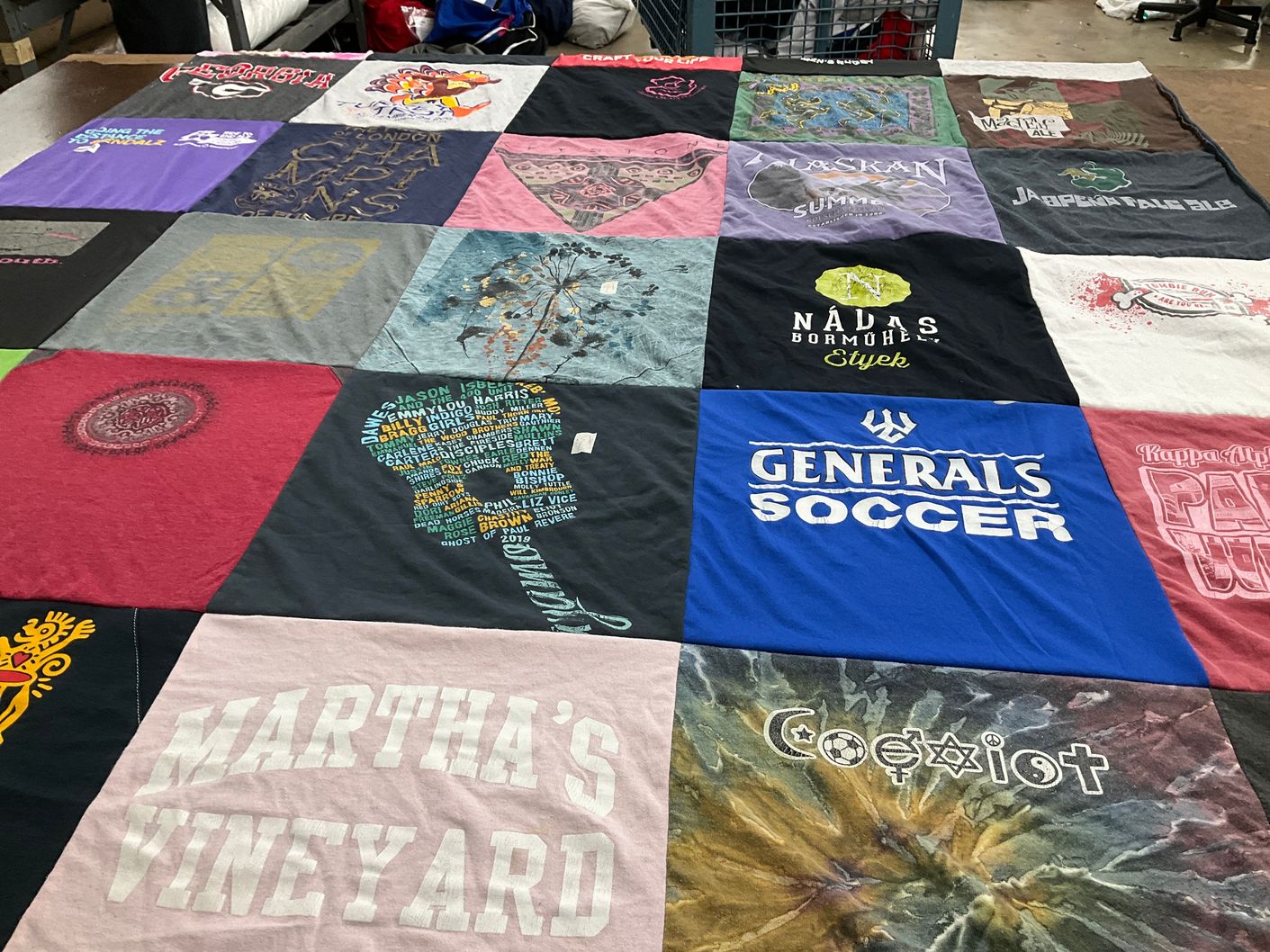T-shirt quilt with sports, soccer themes by LISA from NC