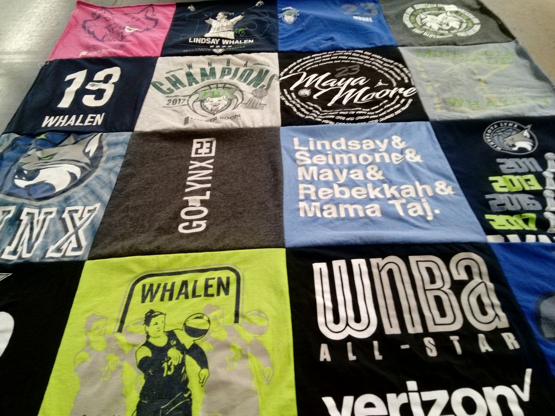 T-shirt quilt featuring minnesota lynx by Hillary Kay from MN