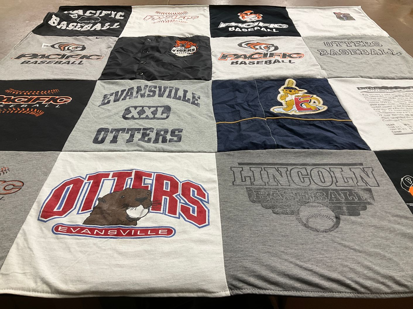T-shirt quilt featuring evansville otters baseball, lincoln baseball by Tracy from CA