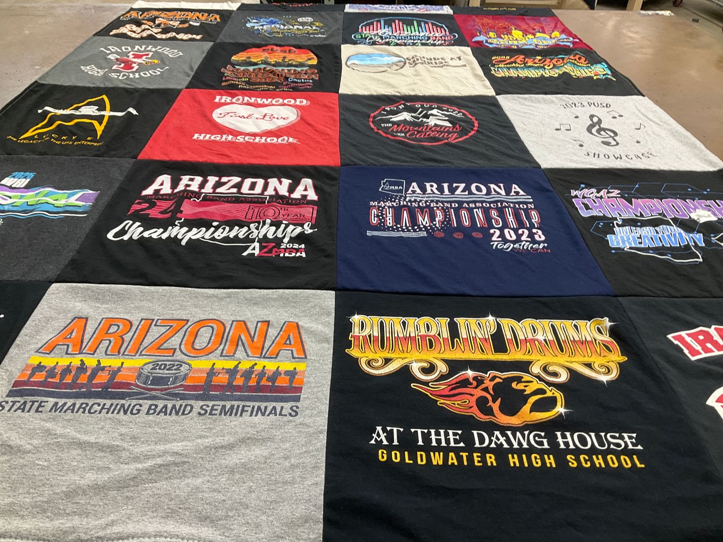 T-shirt quilt from goldwater high school, ironwood high school by Kristin from AZ