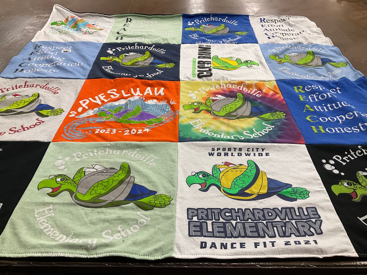 T-shirt quilt from pritchardville elementary school by Mary from SC