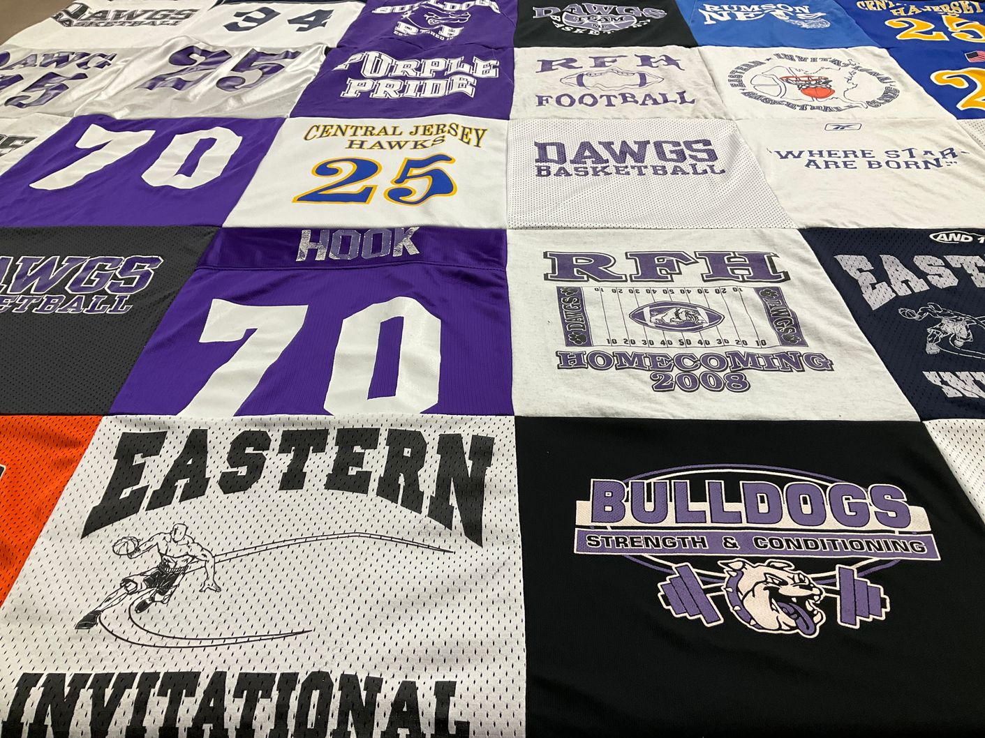 T-shirt quilt featuring eastern high school, central jersey hawks by Sandee from SC