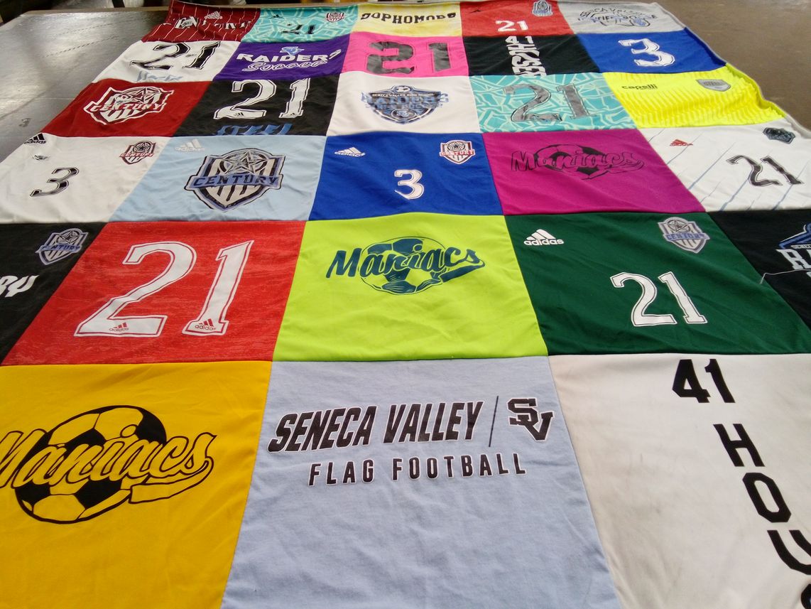T-shirt quilt featuring mariacs, raiders soccer by Shay from PA