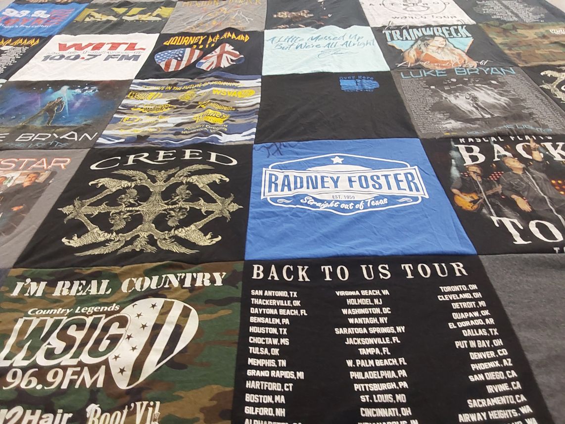 T-shirt quilt with music, country music themes by Heather from VA