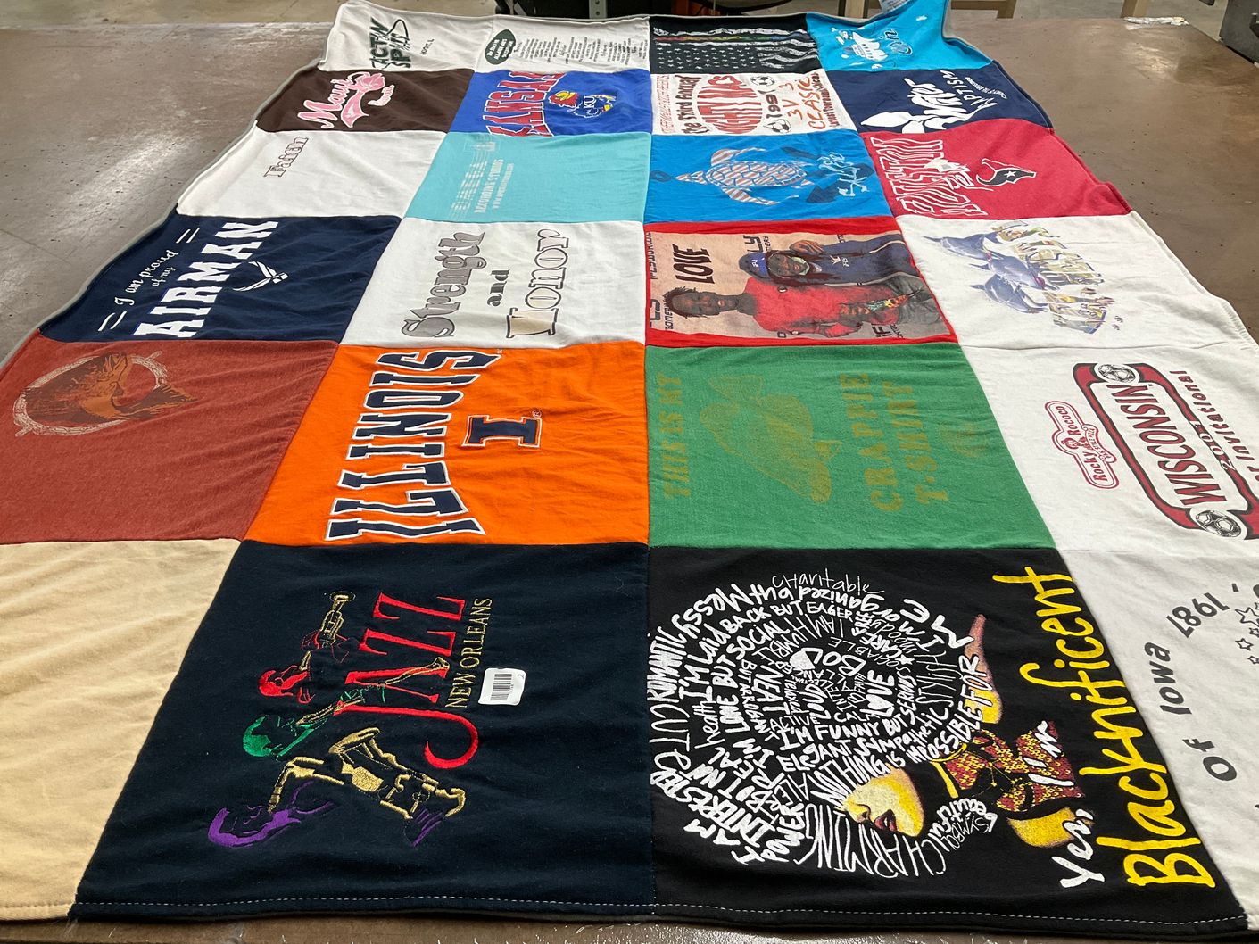 T-shirt quilt from university of illinois, university of wisconsin by Karen from MD