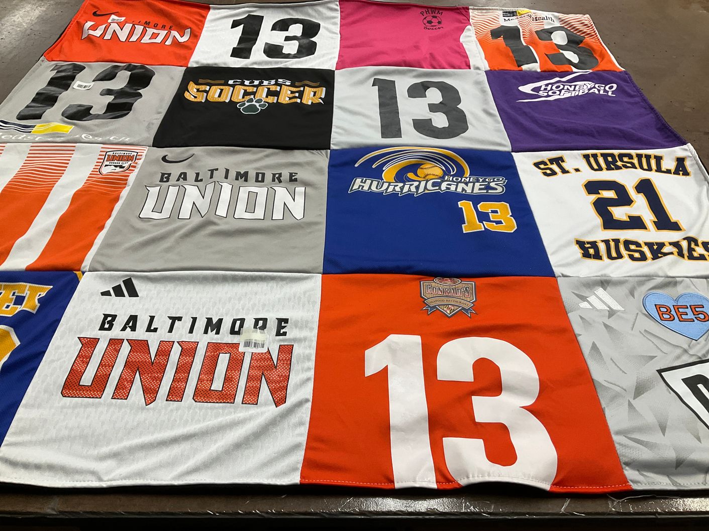 T-shirt quilt featuring baltimore union, honeygo hurricanes by Katie from MD