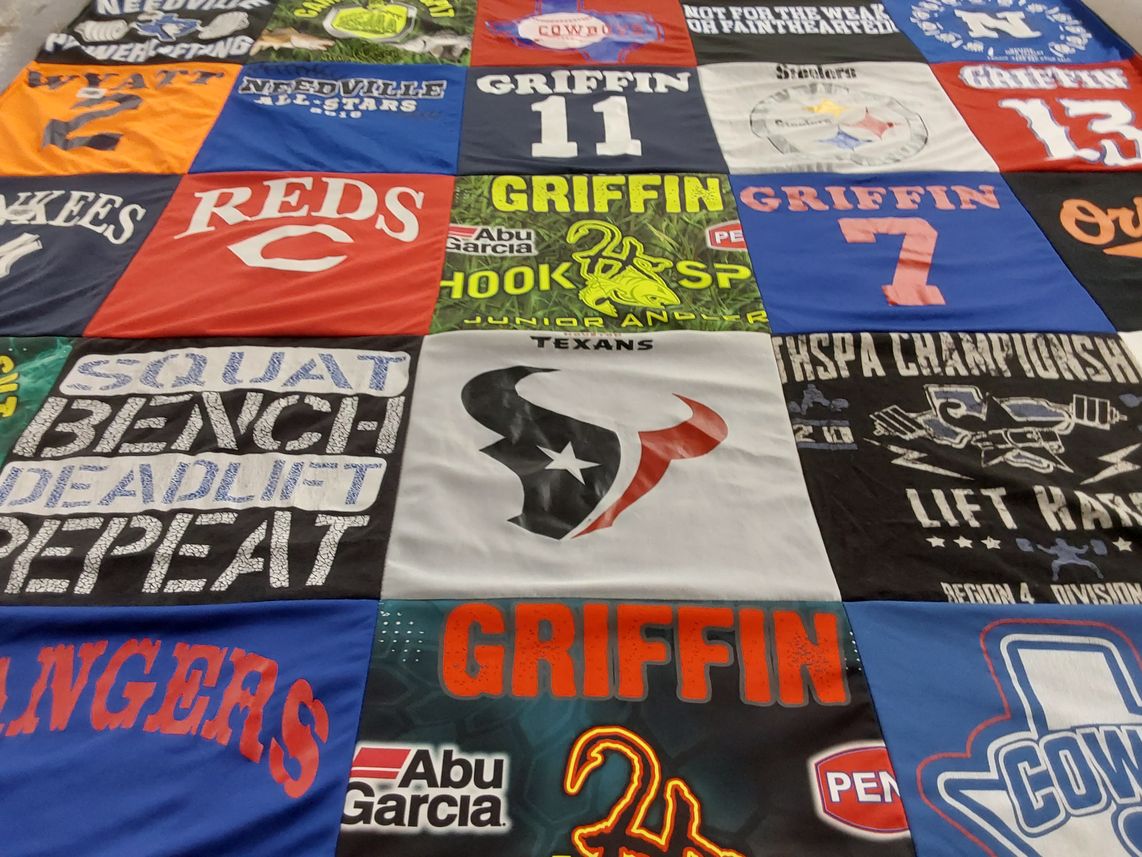 T-shirt quilt featuring texans, cowboys by Miranda from TX