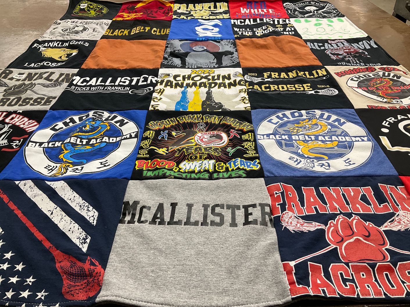 T-shirt quilt featuring franklin lacrosse by Nichole from WI