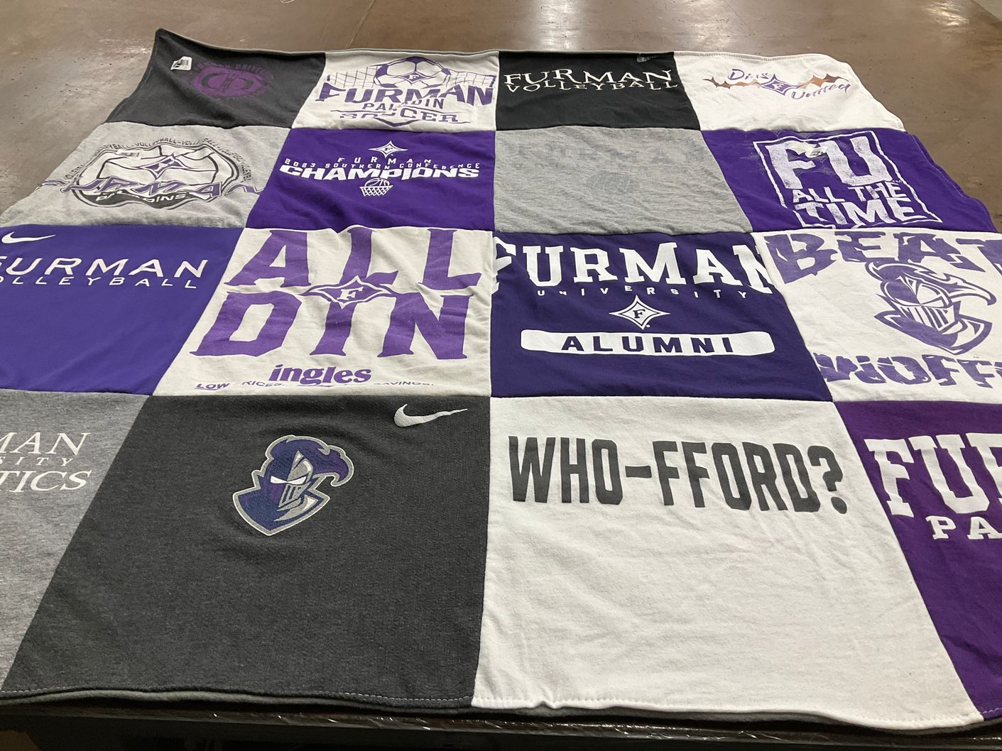 T-shirt quilt featuring furman university volleyball by Chris from NC