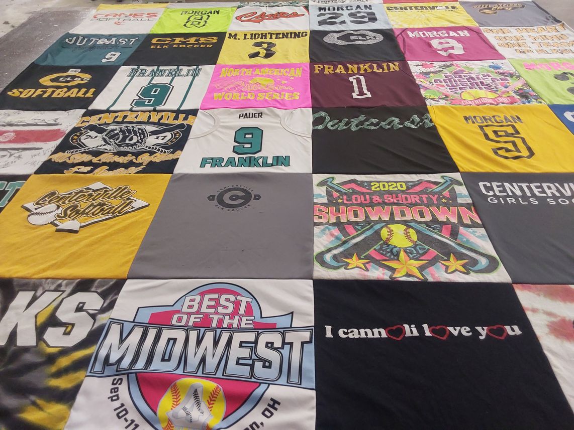 T-shirt quilt from franklin high school, centerville high school by Joanie from OH