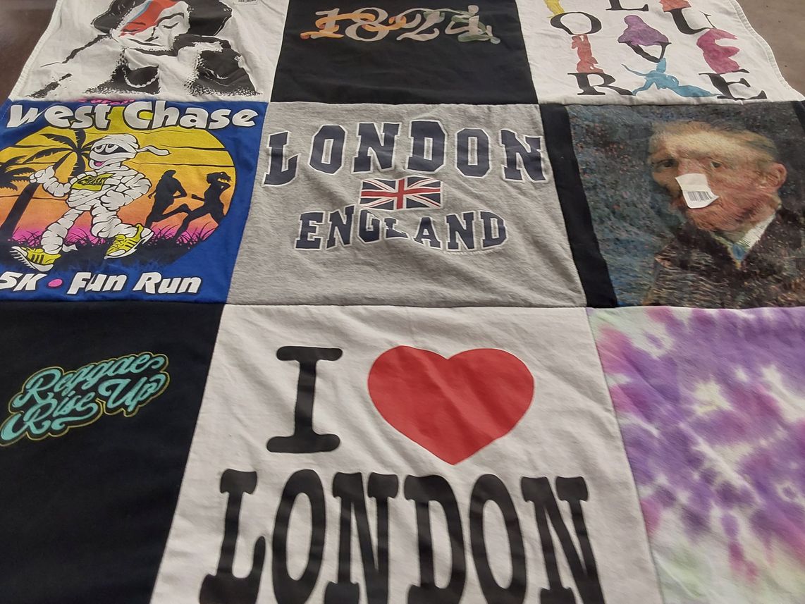 T-shirt quilt with running, art themes by Jessica from FL