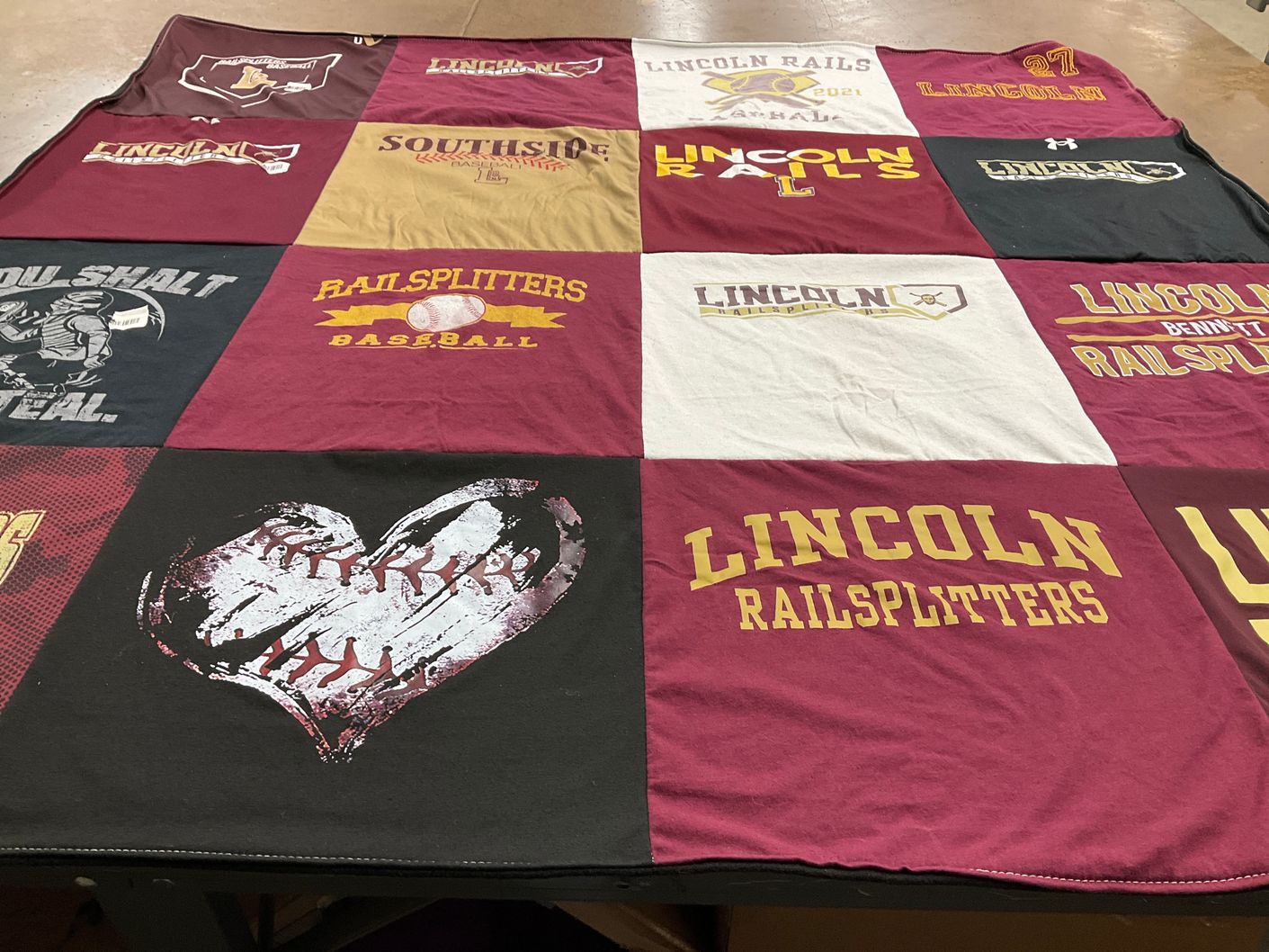 T-shirt quilt featuring lincoln railsplitters by Jennifer from IA