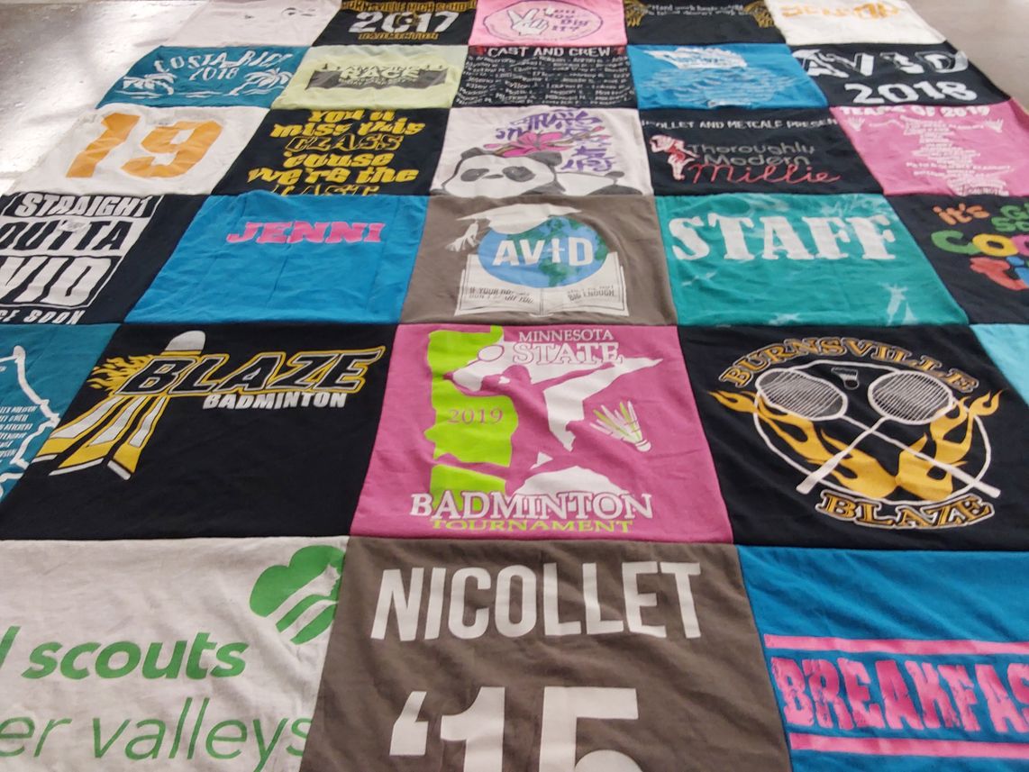 T-shirt quilt featuring burnsville blaze badminton by Jenny from MN