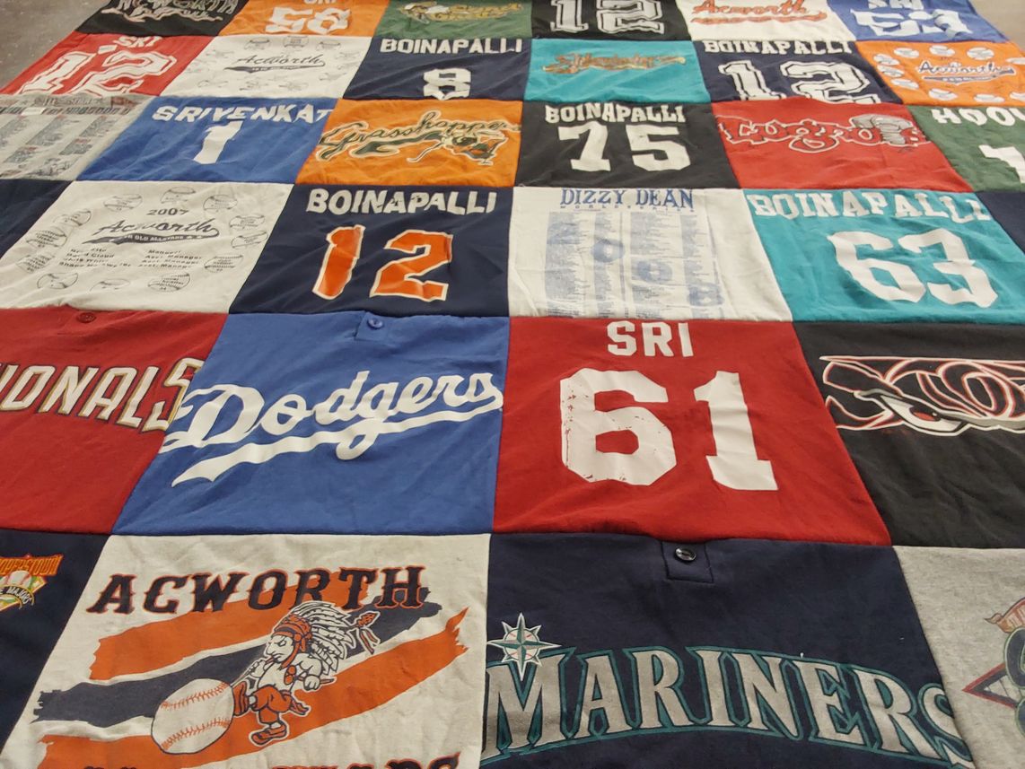 T-shirt quilt featuring los angeles dodgers, st. louis cardinals by Harini from GA