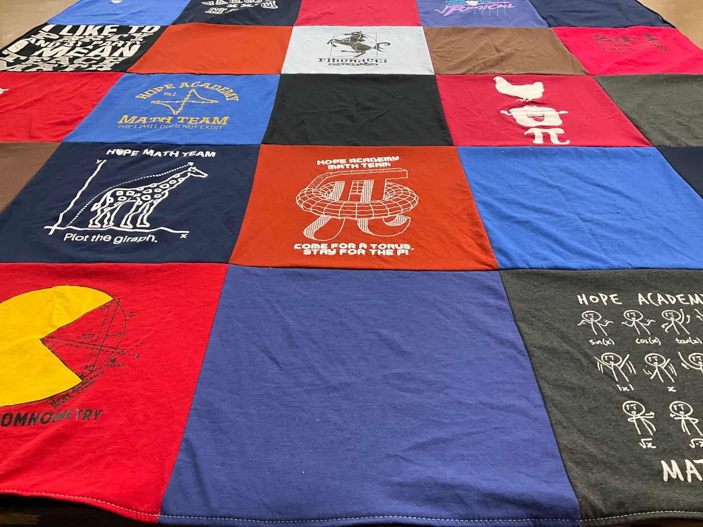 T-shirt quilt featuring hope academy math team by Ben from MN
