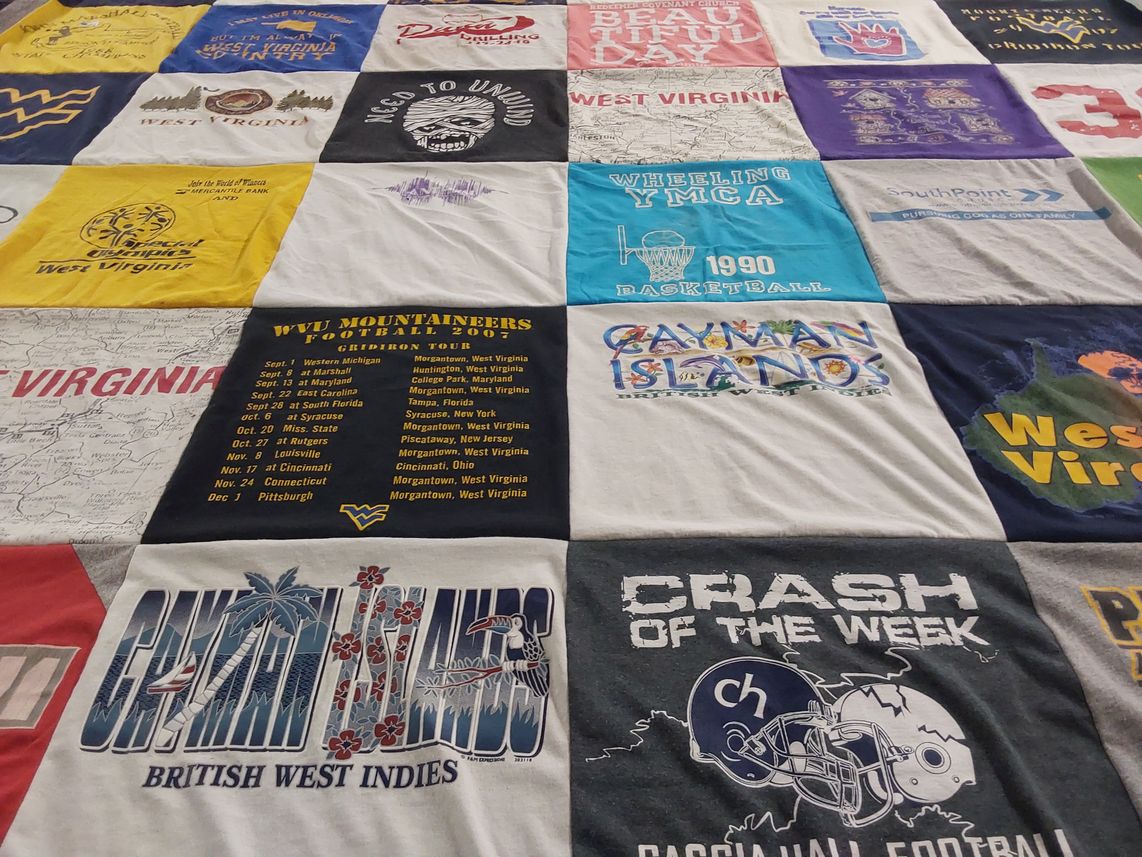 T-shirt quilt featuring west virginia mountaineers by Ruth from OK