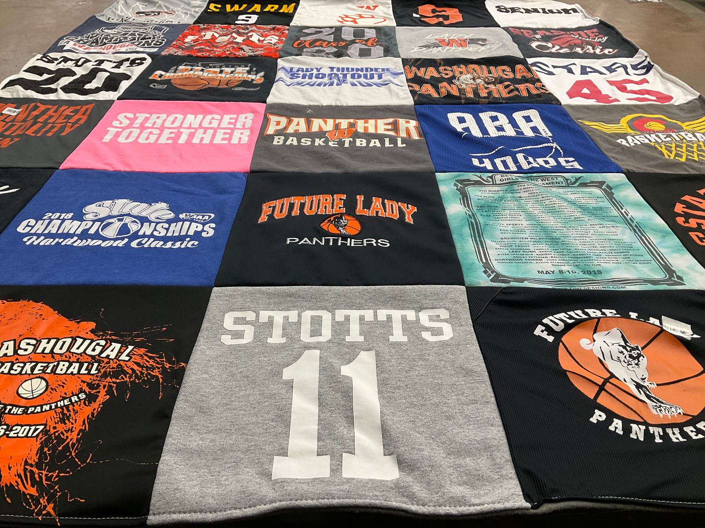 T-shirt quilt featuring washougal panthers by Rene' from WA