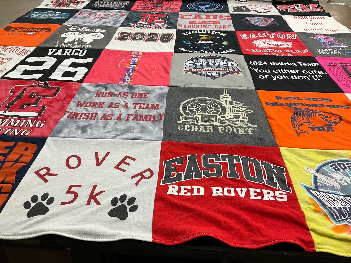 T-shirt quilt featuring easton red rovers by Michael from PA